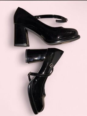 Marshalls Black Patent Mary Jane Block Heels